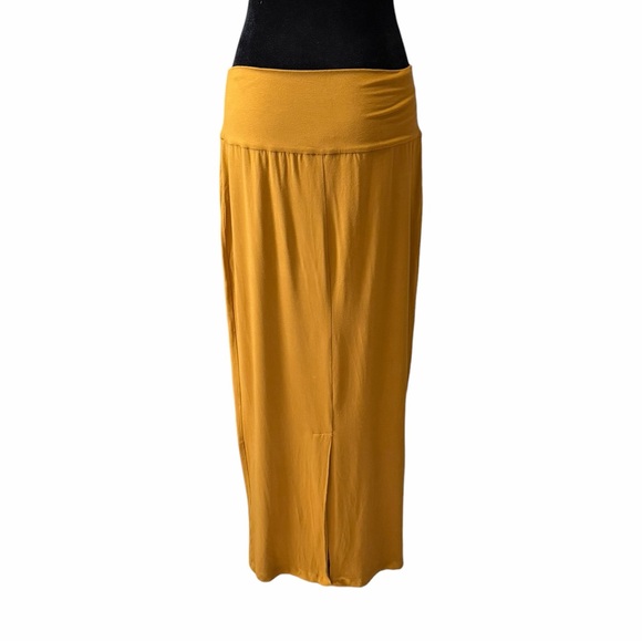 Eileen Fisher Jersey Maxi Skirt in Goldenrod Spring Summer Minimalist Medium - Picture 4 of 11
